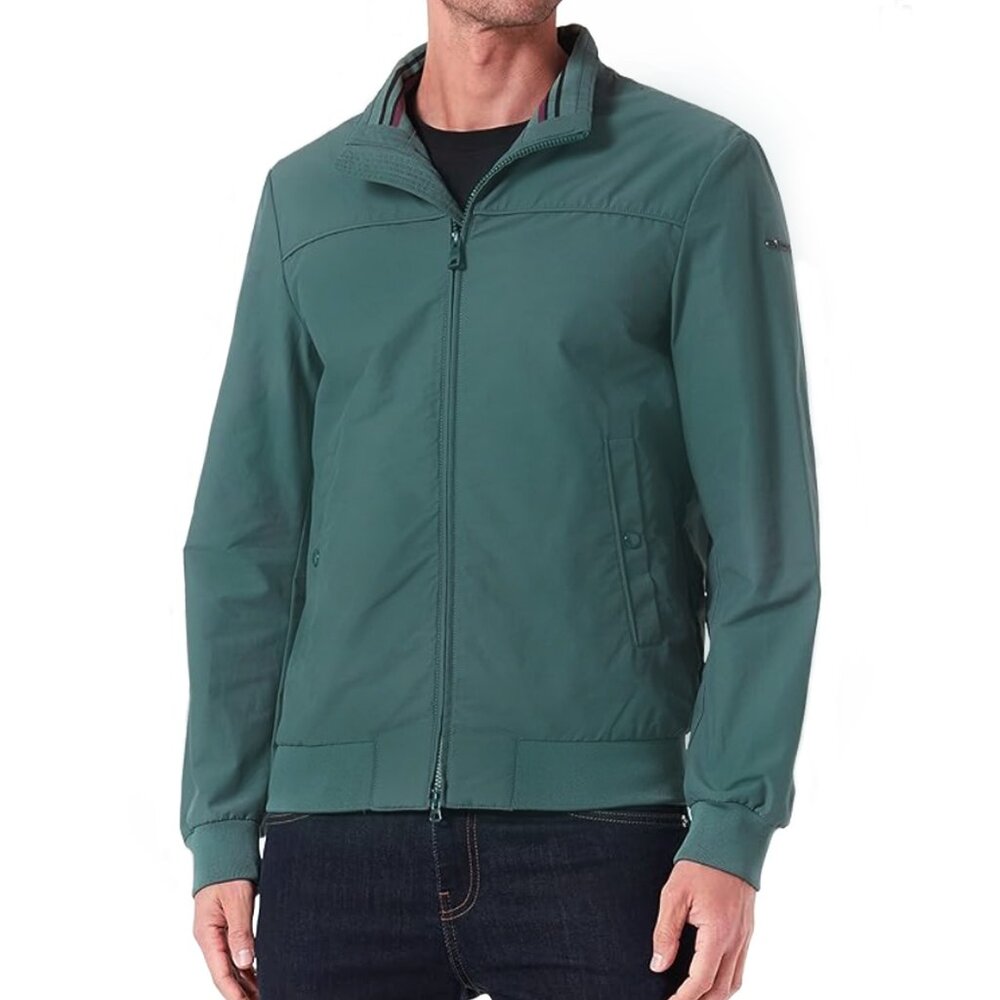 GEOX Respira Men’s Bomber Jacket Green Windproof Water Repellent Size 46 Large